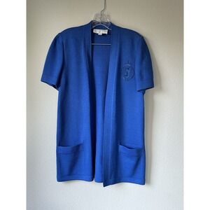 St. John Collection Womens Blue Short Sleeve Cardigan Santana Knit‎ Jacket Small